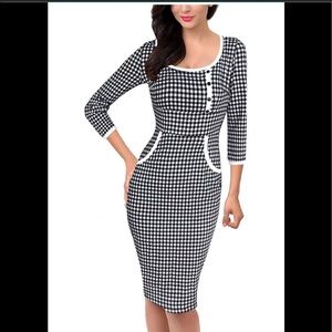 Elegant Vintage Polka Dot Button Casual Dress